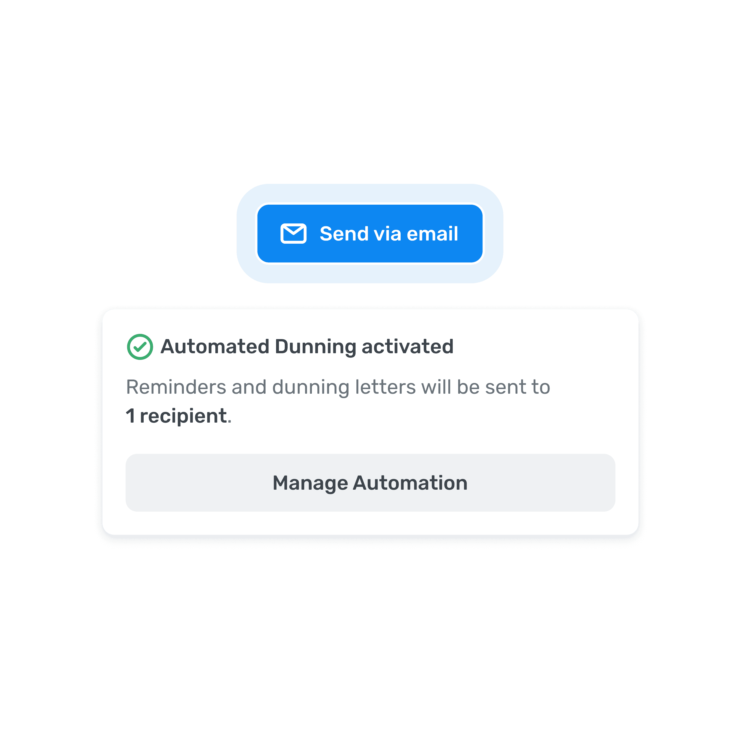 Activate automated dunning when an invoice is emailed