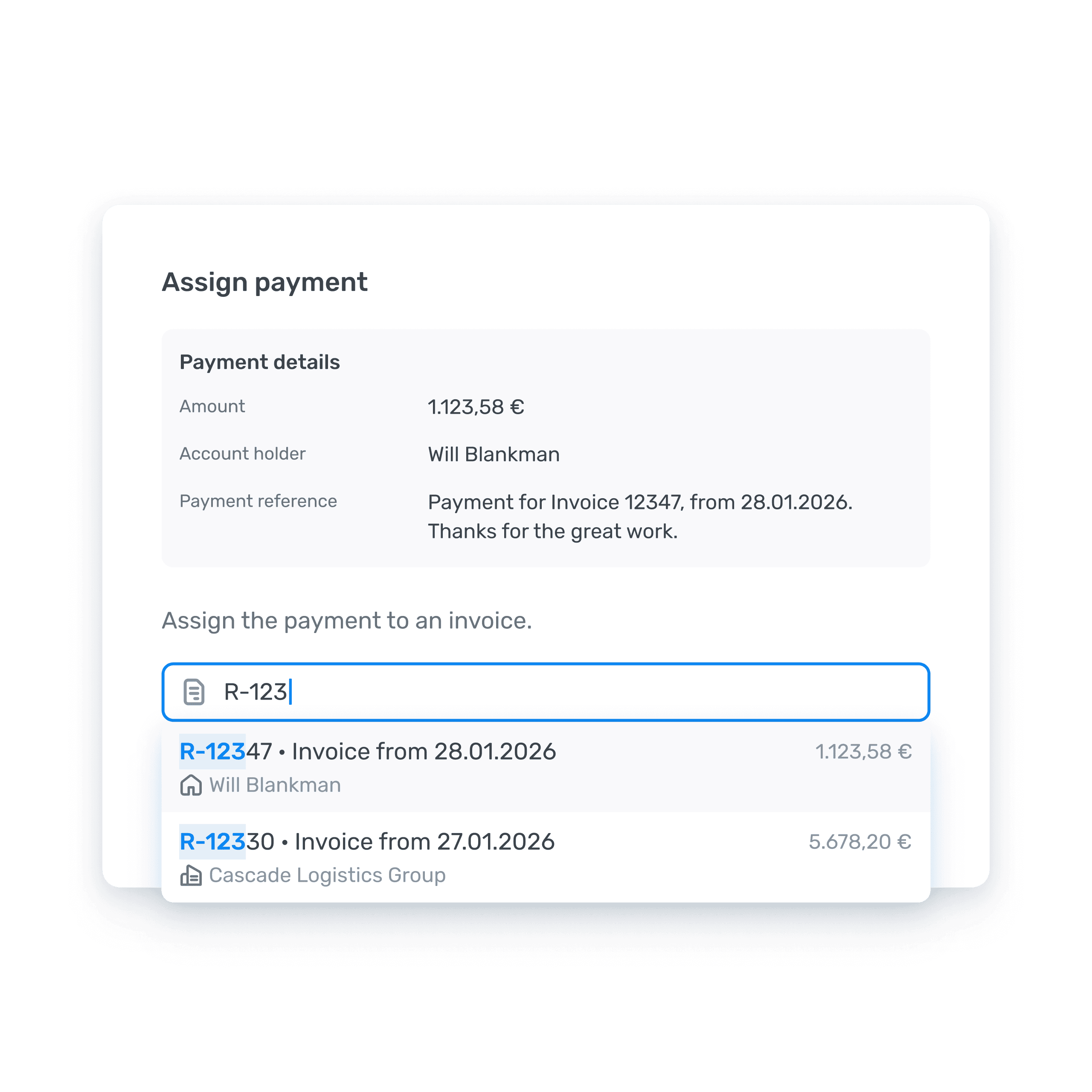 Consolidated assignment flow in a single modal